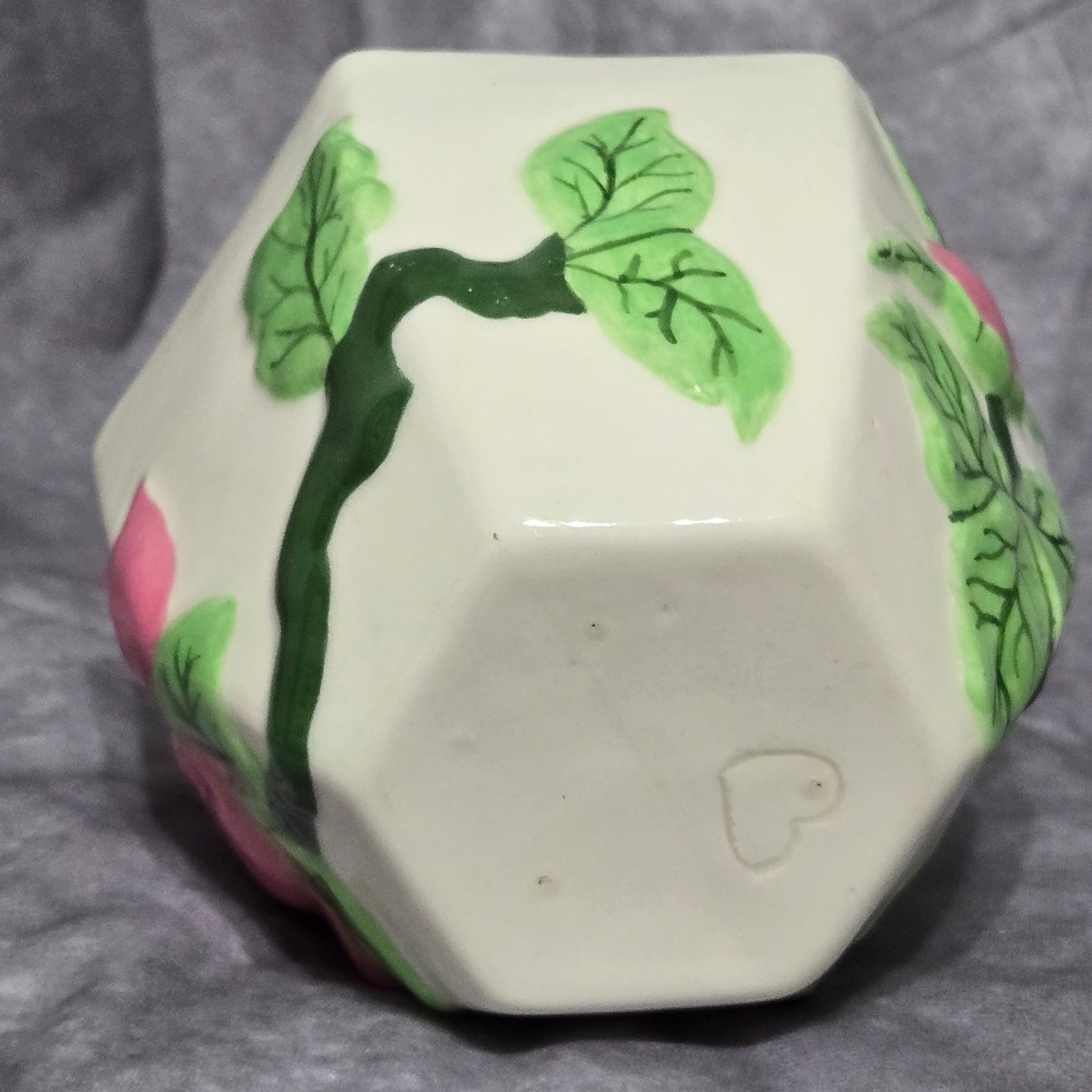 Rose Flower Pot Ceramic White Pink - Picture 5 of 6